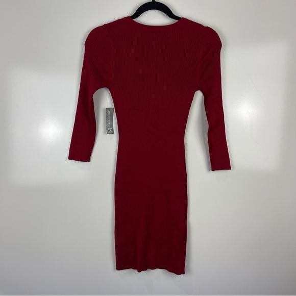 NEW Derek Heart Ribbed Long Sleeve Knit Sweater Dress Red Women's Size Medium - Picture 2 of 6